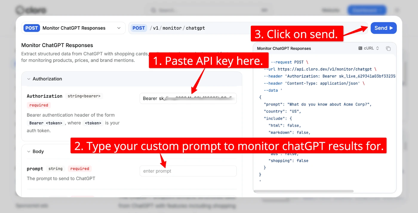 Cloro.dev API Playground — Try / Run Button