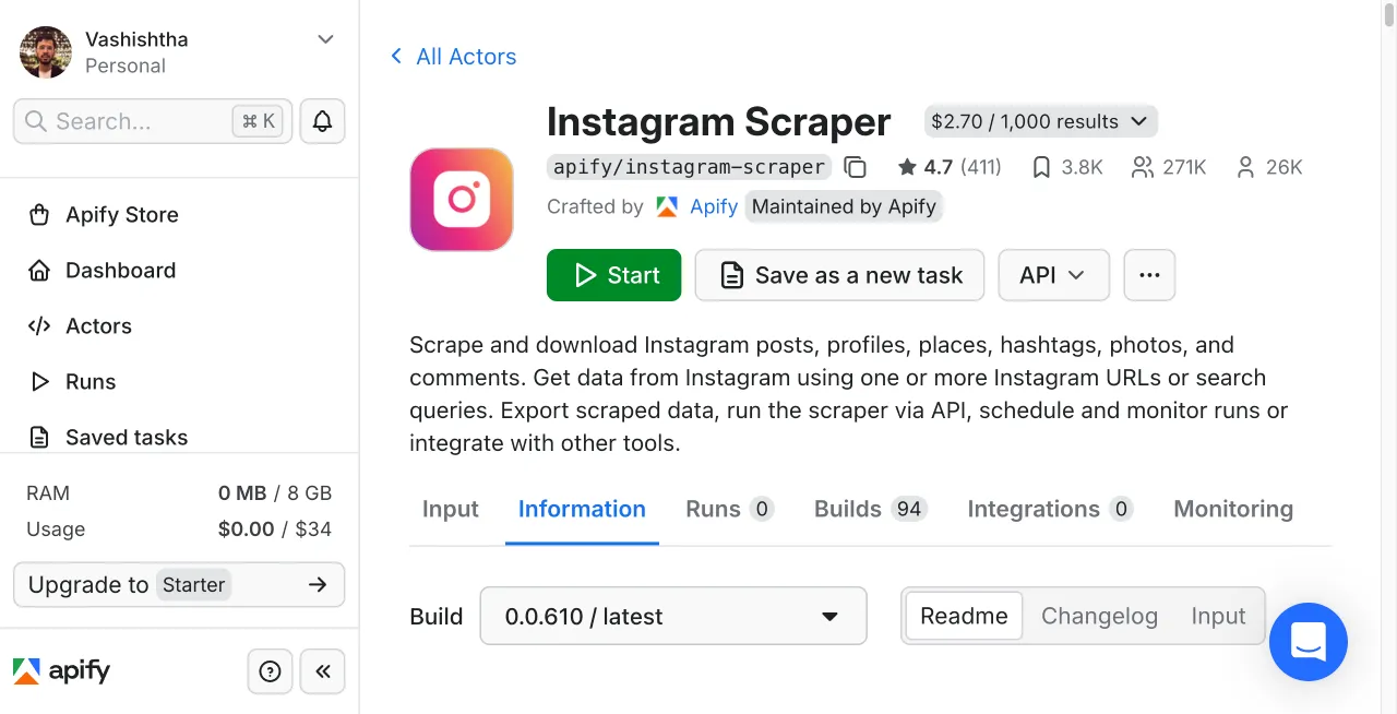 Apify Instagram Scraper