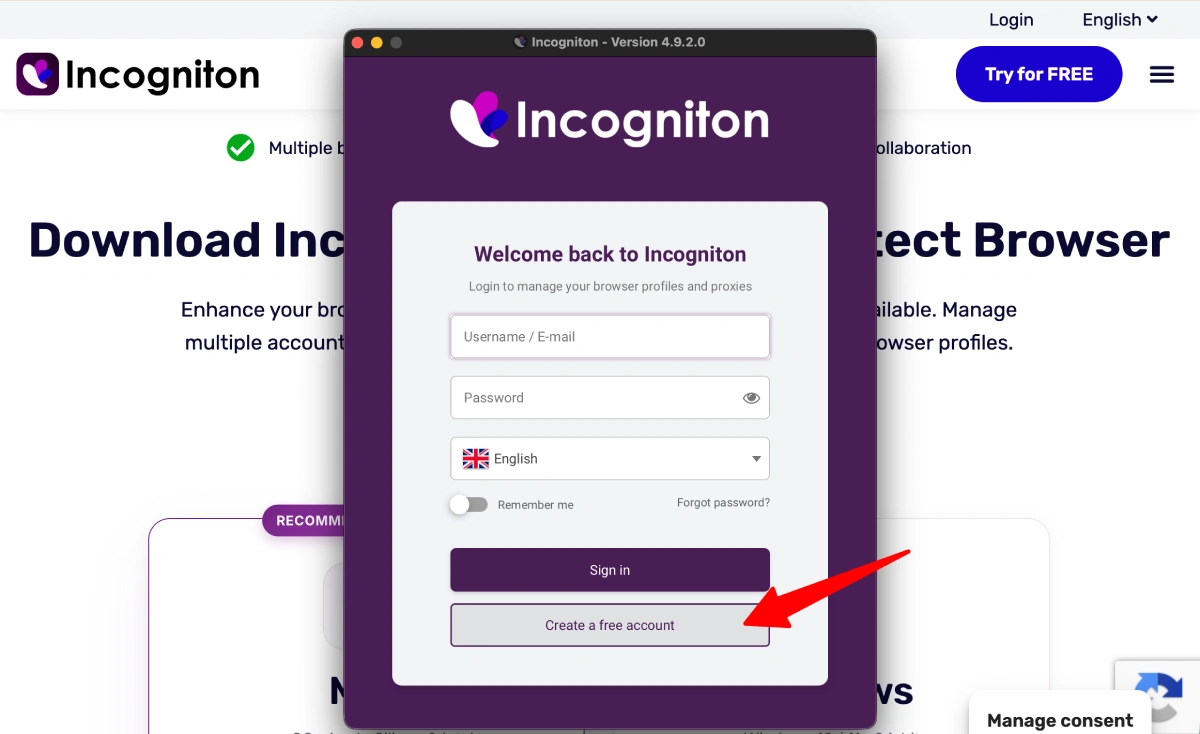 Incogniton First Screen