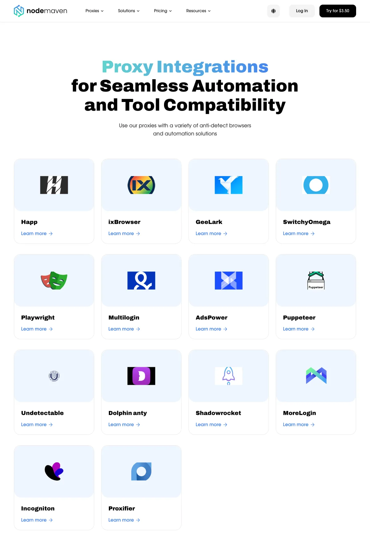 NodeMaven integrations with antidetect browsers and automation tools