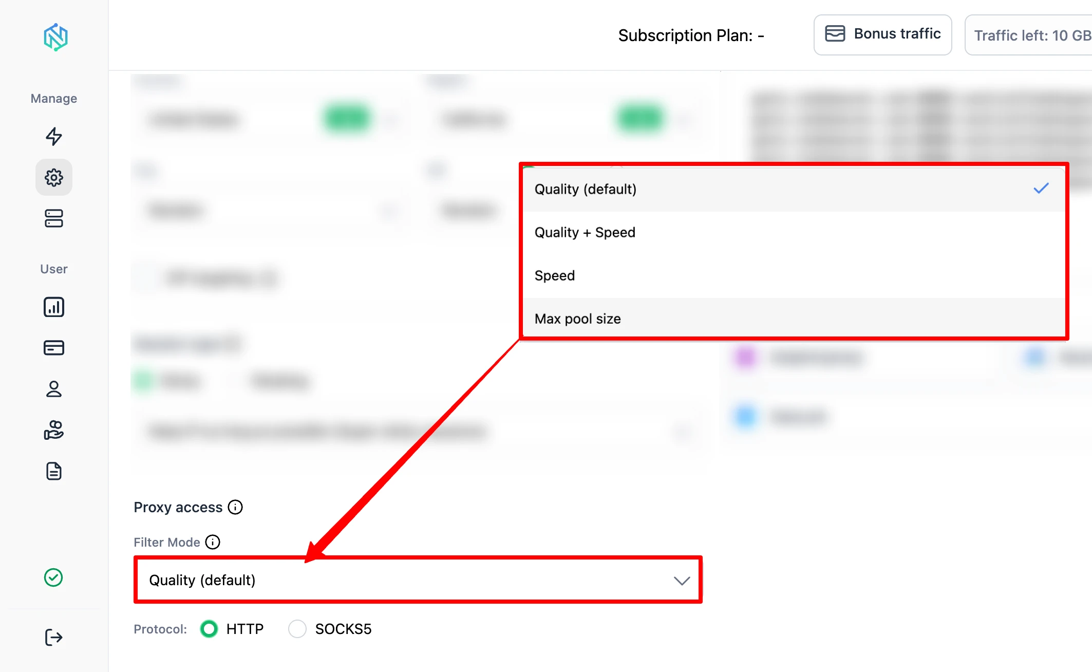 NodeMaven IP Quality Filter showing fraud score reduction