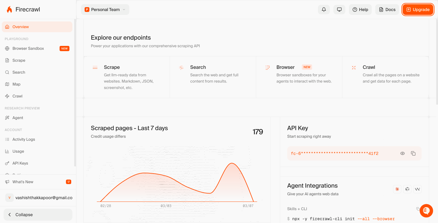 Firecrawl Dashboard Screenshot