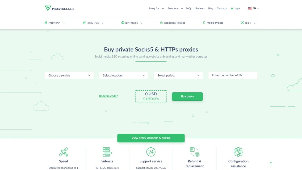 Proxy-Seller Homepage Overview