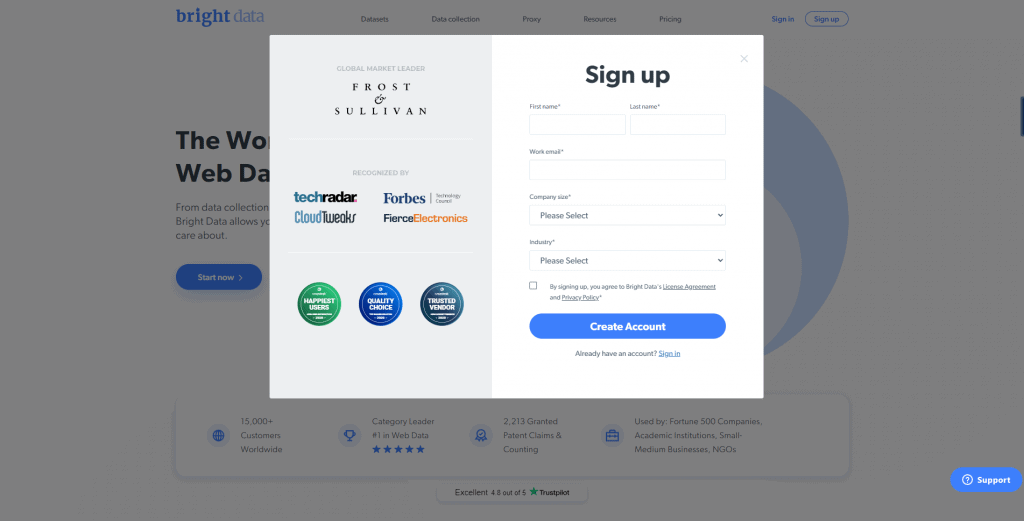 bright data account creation