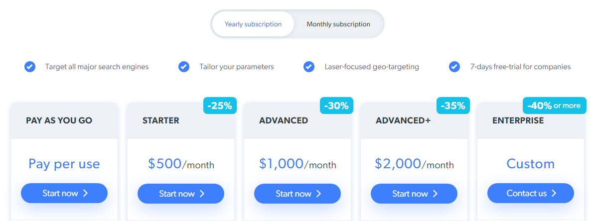 bright data serp api pricing