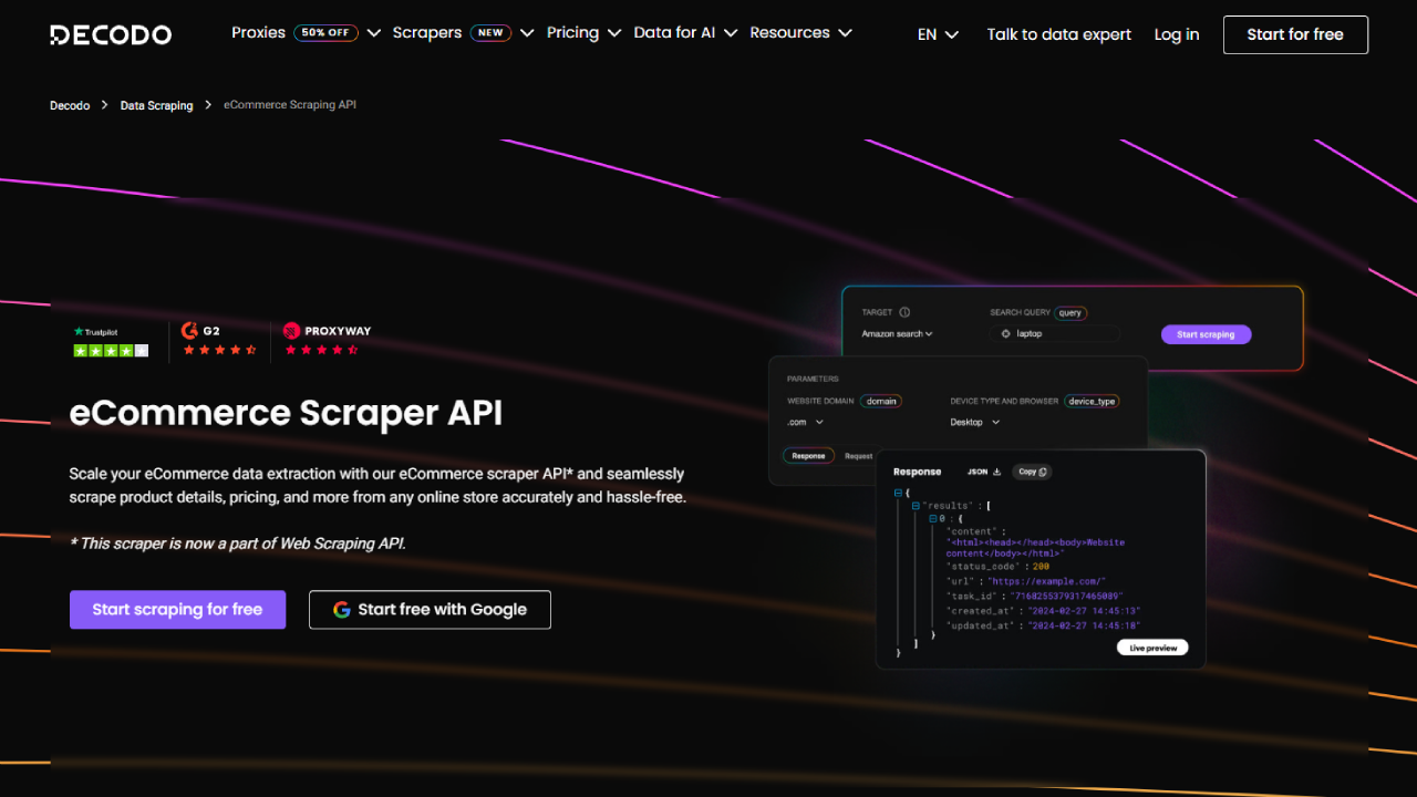 Top eCommerce Scraping API Providers