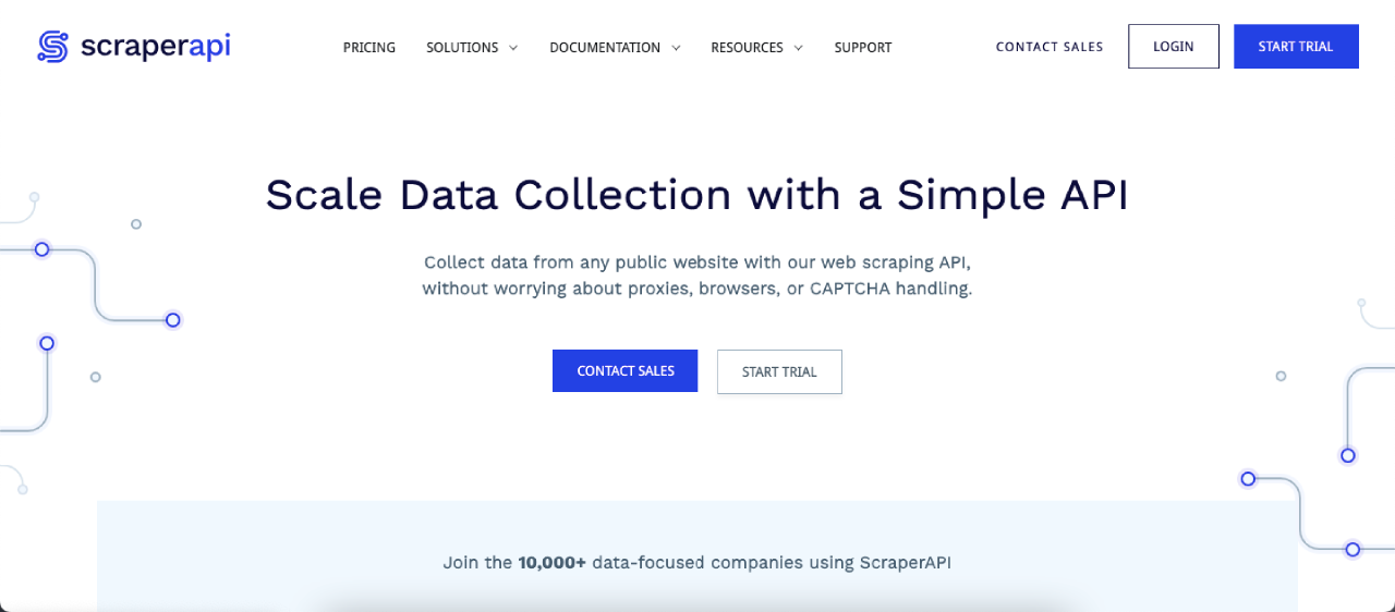 ScraperAPI Homepage