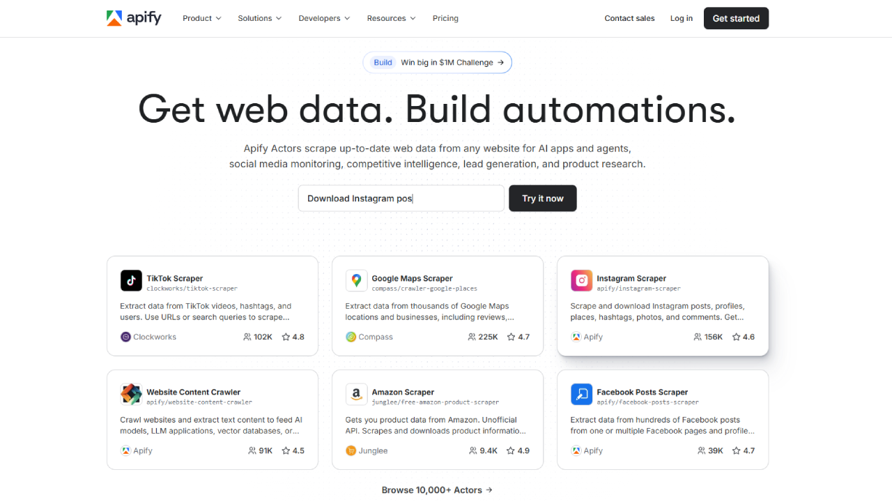 Apify Homepage Overview